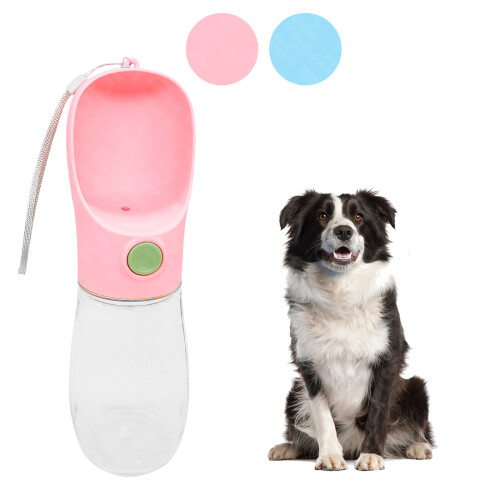 Botella Dispenser De Agua Portátil Mascotas Perro Gato Viaje Color rosa