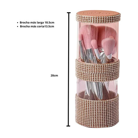 Set Spa Facial En Casa 5en1 + 7 Brochas Maquillaje c/Estuche Rosa