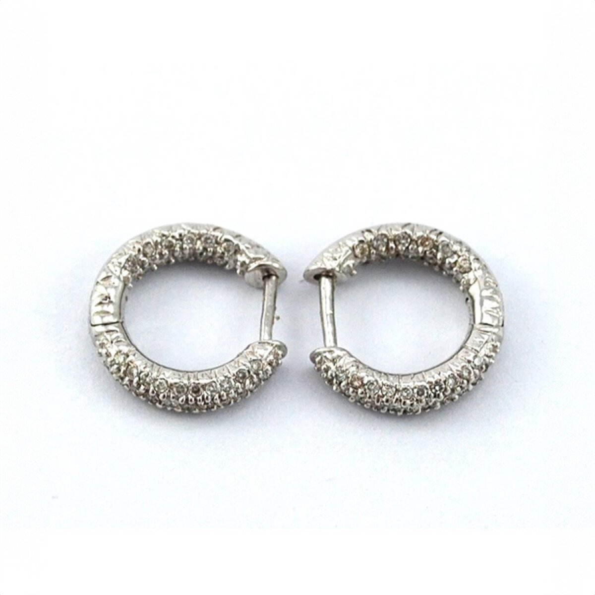 Aros Oro Blanco 18K Y Brillantes 