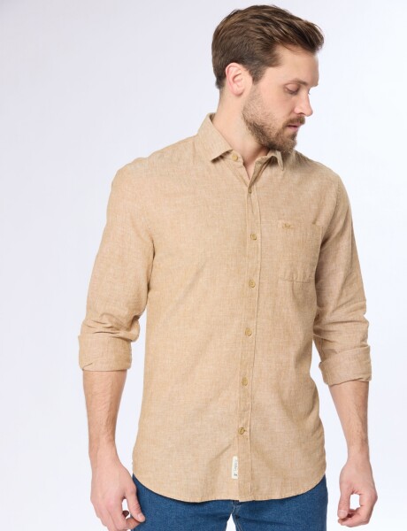 CAMISA DE LINO Camel