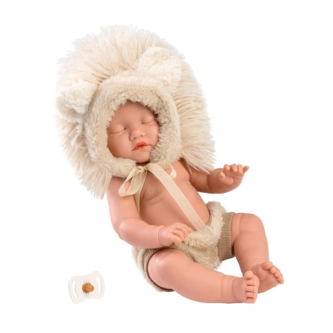 Muñeca Llorens Mini Baby Bebota Ropa Leon 30 Cm Articulada Modelo Leon Blanco