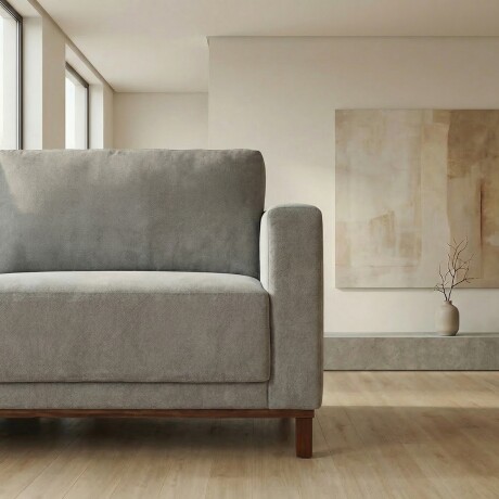 Sofá Barcelo - Tela Microfibra - 3 cuerpos Kruger 06-155 (Ceniza)