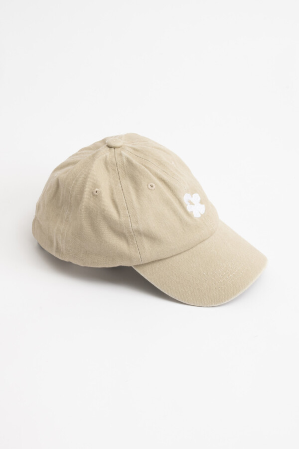 Gorra visera bordado Flor Beige
