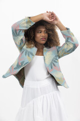 CHAQUETA RUSTICA INA TURQUESA