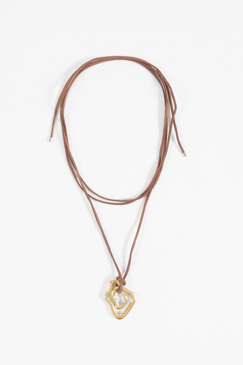 Collar acero con cordón dije irregular dorado