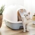 Baño Para Gato Sanitario Cerrado Bandeja Extraible Arenero Variante Color Celeste