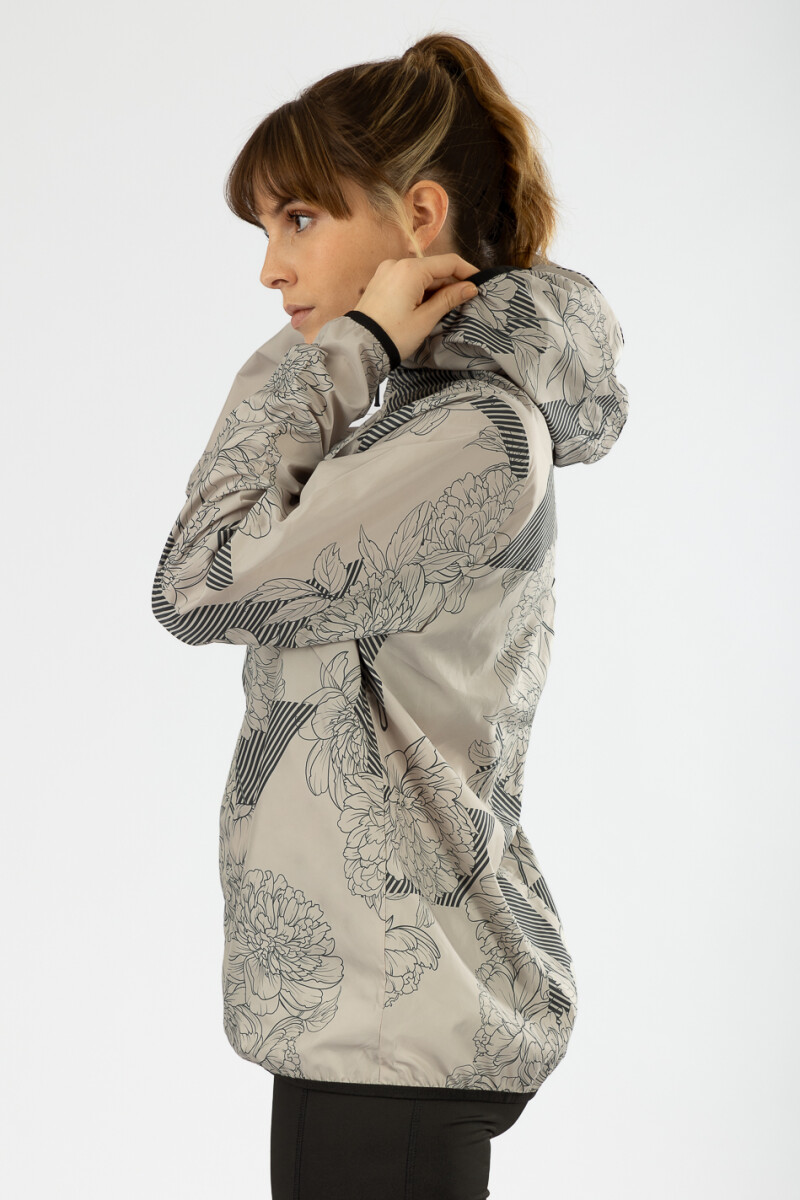 Campera micro comprimible estampada Beige