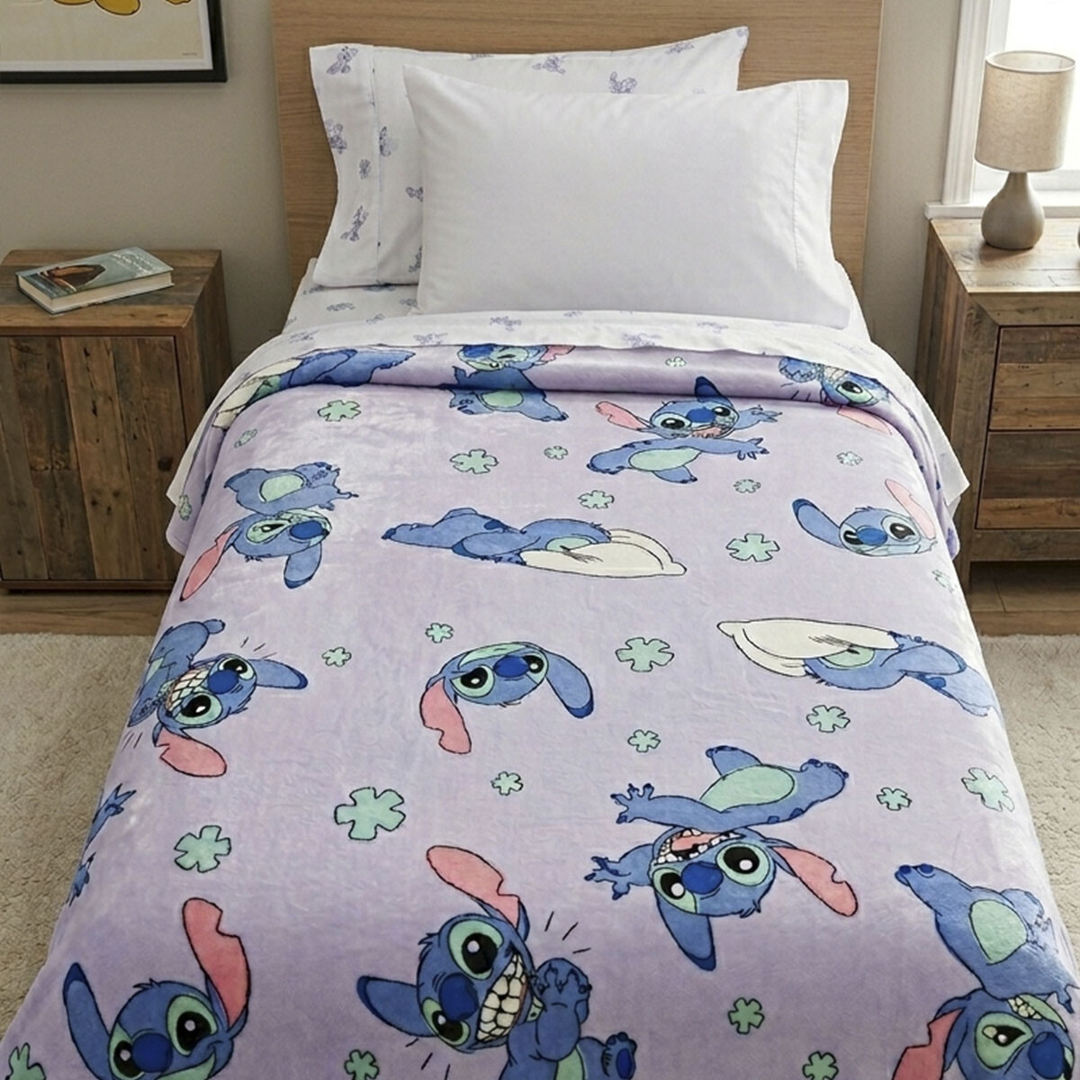 Frazada Coral Infantil 1 Plaza 150 x 200 cm - Stitch Rosa 