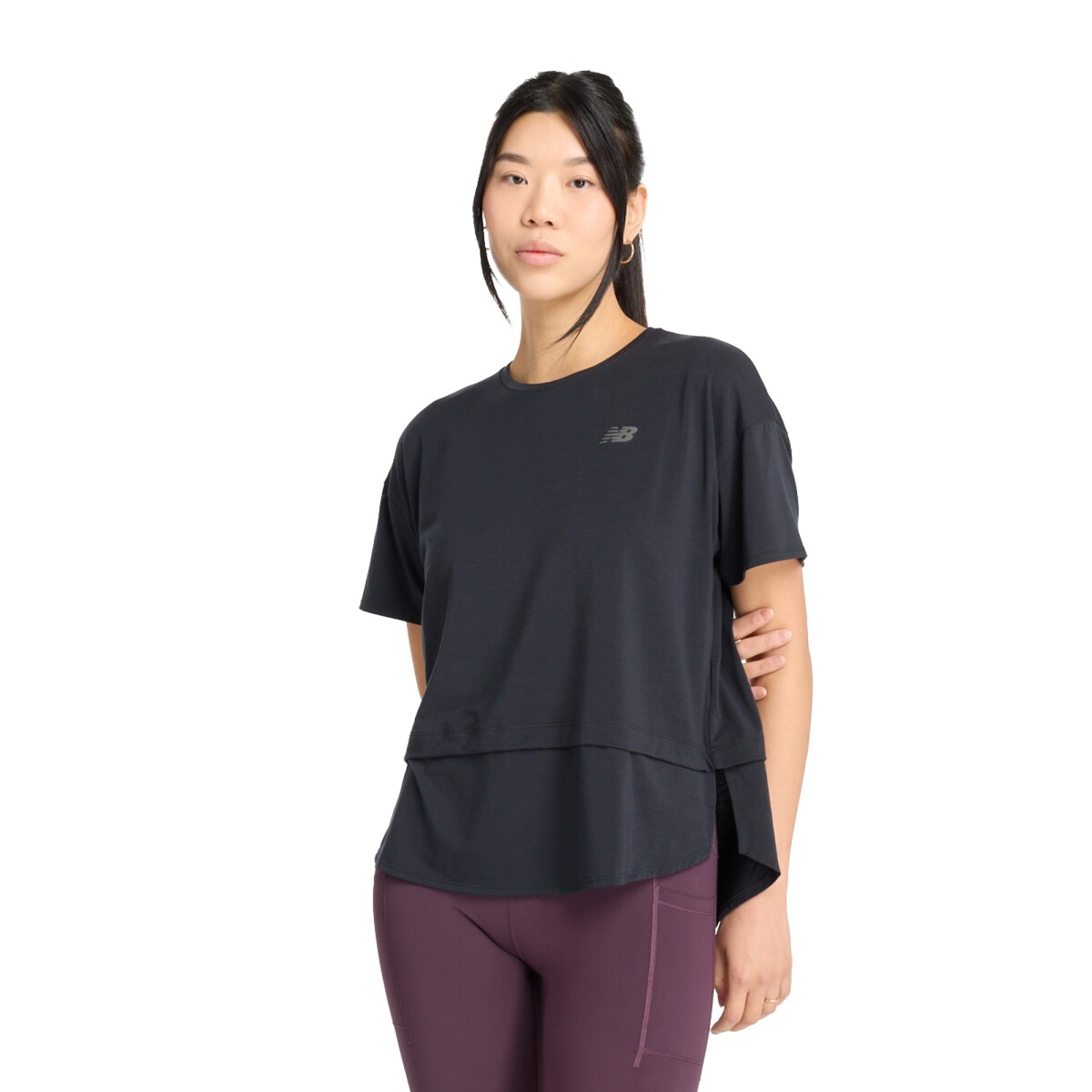 Remera New Balance de Dama-DRAPEY JERSEY OVERSIZED-WT43210BK - BLACK 