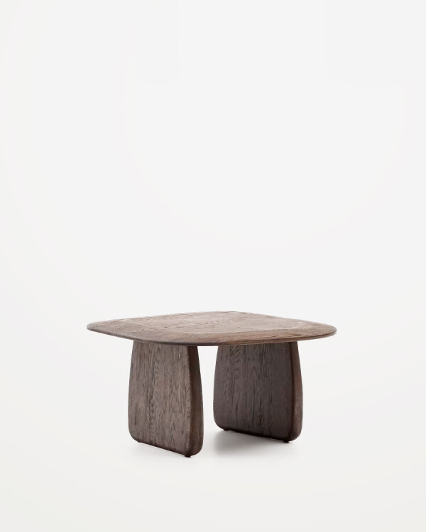 Mesa auxiliar Pirita de madera maciza de roble con acabado oscuro 70,6 x 70 cm FSC 100%