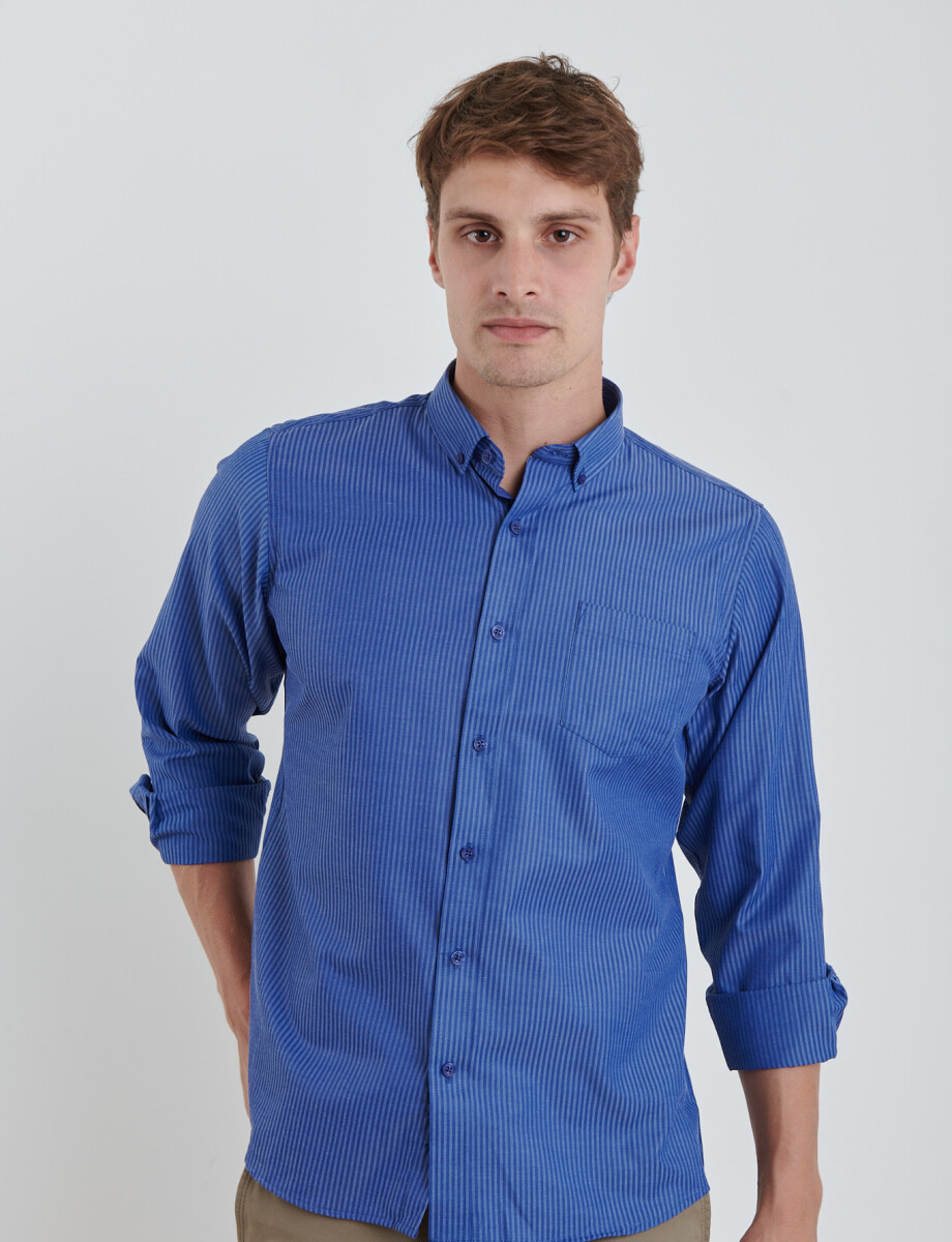 012624 CAMISA HARRINGTON LABEL Azul