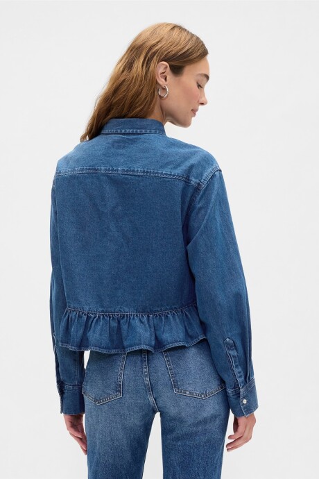 Camisa Con Volados Mujer Medium Wash