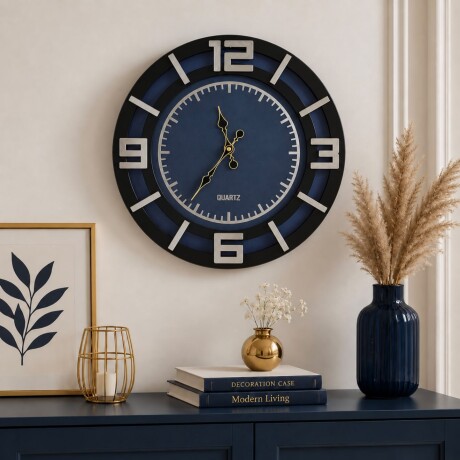 Reloj de Pared Azul con Números en Relieve Grande - Ø 50cm Reloj de Pared Azul con Números en Relieve Grande - Ø 50cm