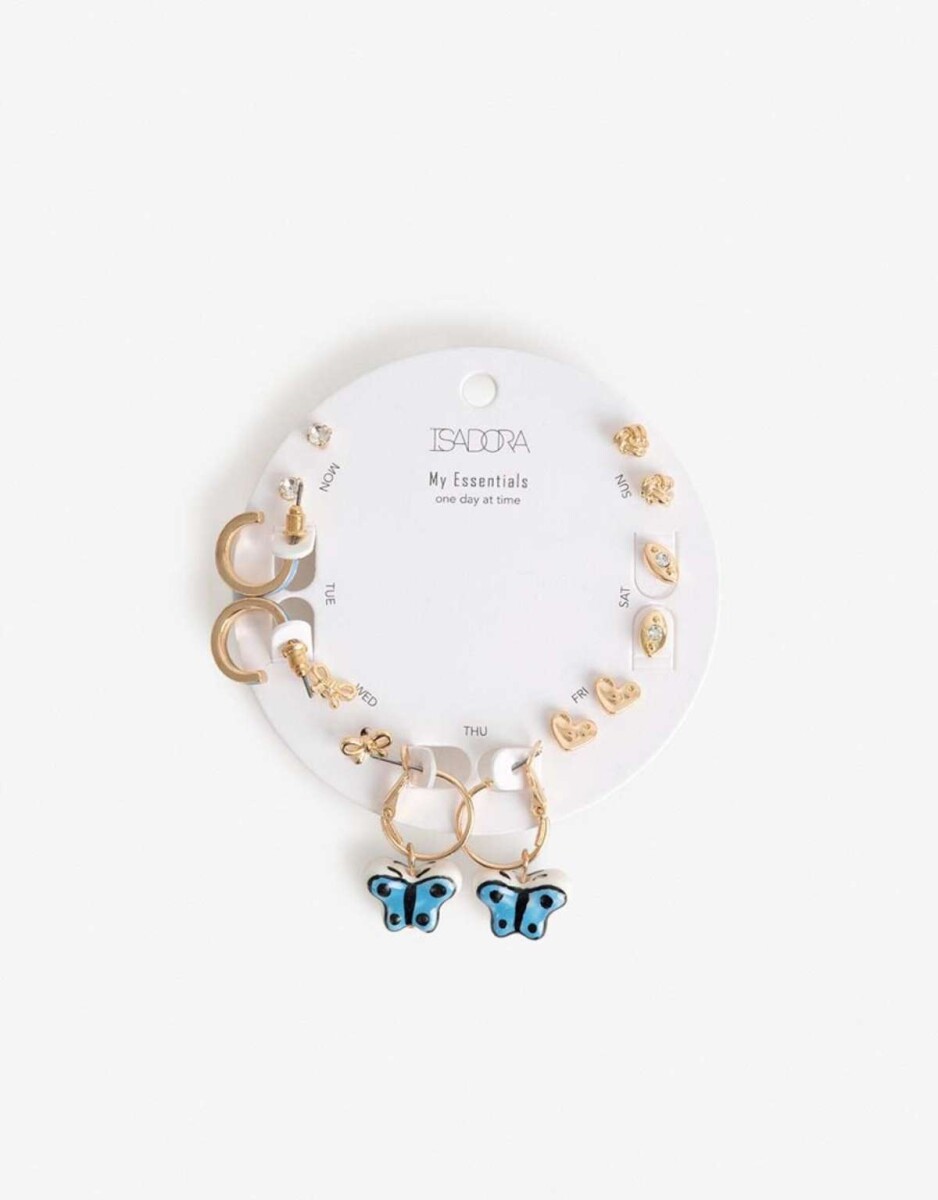 Set 7 Pares De Aros Color - Dorado 