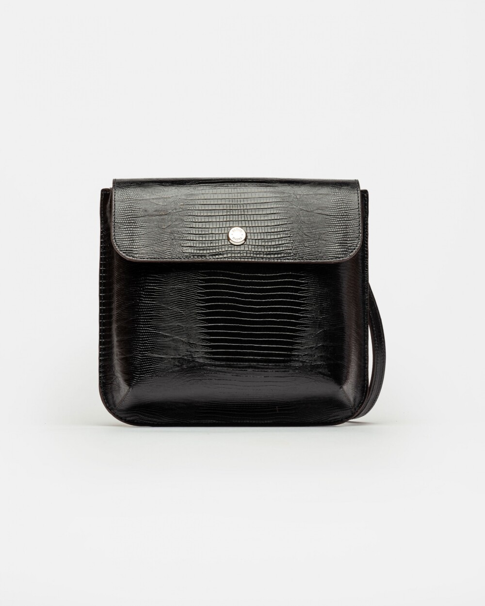 Morral Liana En Cuero Grabado Lagarto Negro