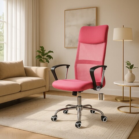 Silla De Escritorio Oficina Sillon Ejecutiva Ergonomica Tapizado Tela Mesh Con Cuero Sintetico Imback Color Rosa Silla De Escritorio Oficina Sillon Ejecutiva Ergonomica Tapizado Tela Mesh Con Cuero Sintetico Imback Color Rosa