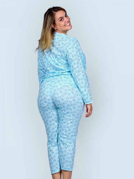 Pijama de algodón Europa Celeste