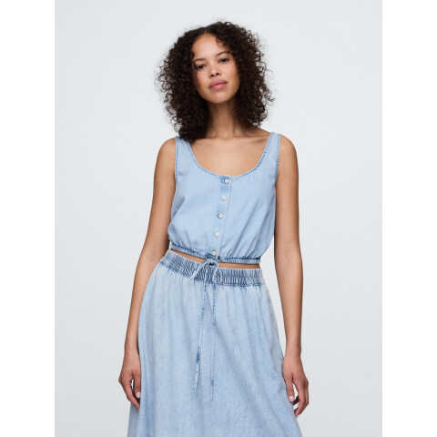 SL BTTN FRONT CINCHED TOP - LT MULDER LIGHT WASH