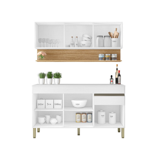 JUEGO COCINA MODULAR MOBILIARIO MADERA MDP LINE BLANCO BLANCO