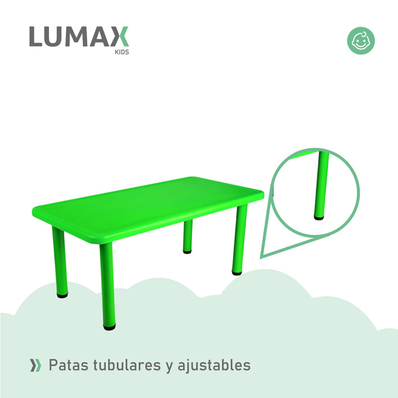 Mesa de plástico niños rectangular 120x60cm Verde