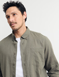 011665 CAMISA DE LINO HARRINGTON LABEL Oliva