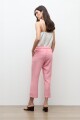 Pantalon capri lino detalle desflecado rosado melange