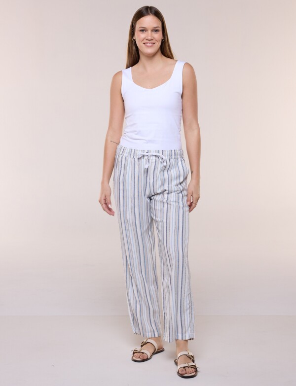 Pantalón Lino MULTI/BEIGE