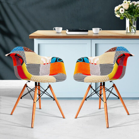 SILLA DE COMEDOR EAMES CON APOYABRAZO Silla Eames Patchwork con Posabrazos
