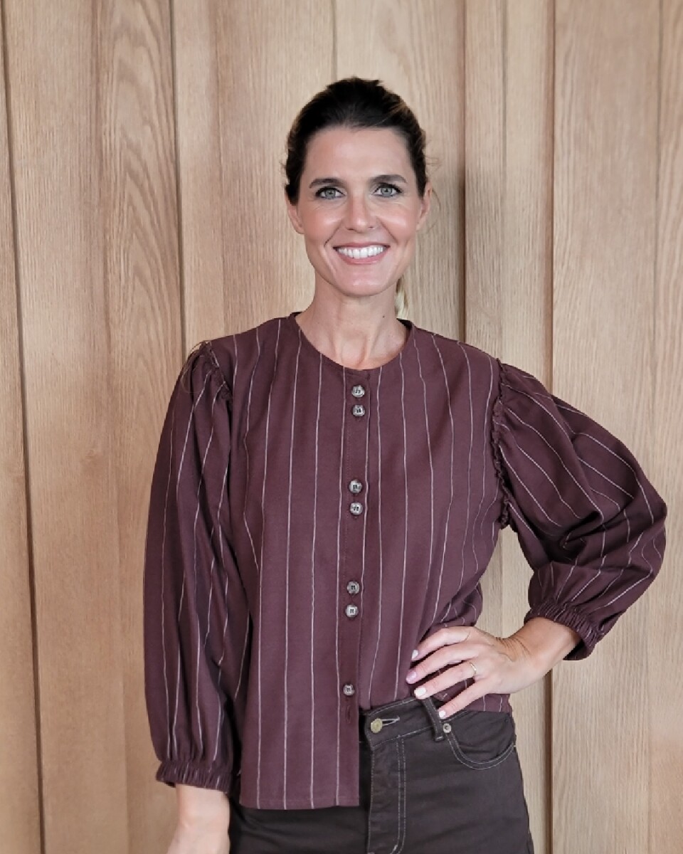 Camisa Melón - Lino Raya Chocolate 