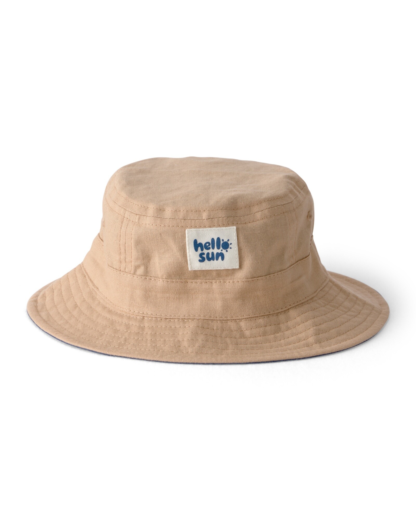 Gorro pescador de lino, azul y beige Sin color