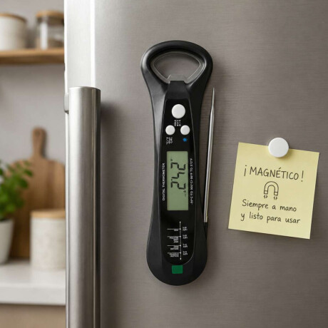 Termómetro digital de cocina magnético y con destapador Negro