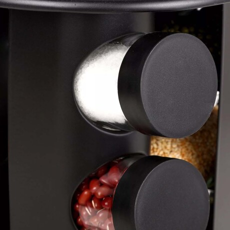 Especiero Giratorio Redondo con 16 Frascos para Condimentos Negro