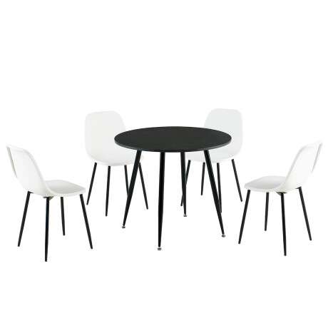 Juego de comedor: Mesa + 4 sillas Tapa Redonda- Color negro
