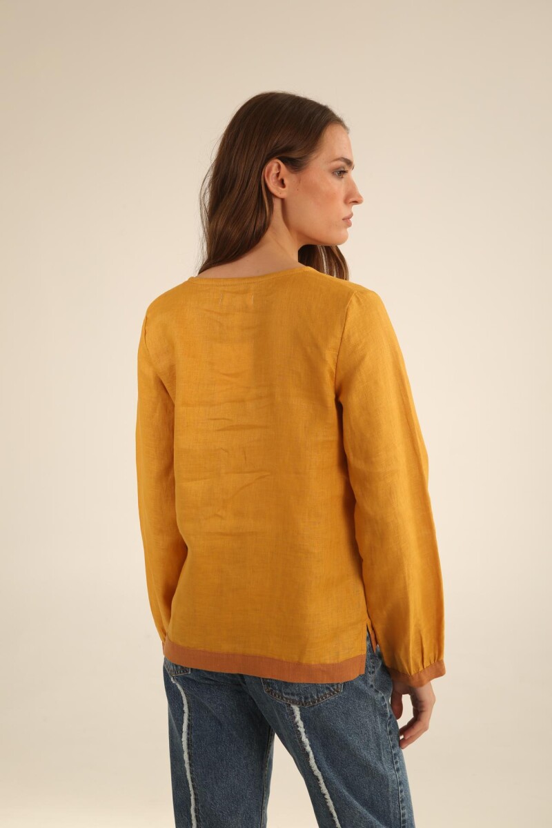 Blusa Lanai Mostaza y camel