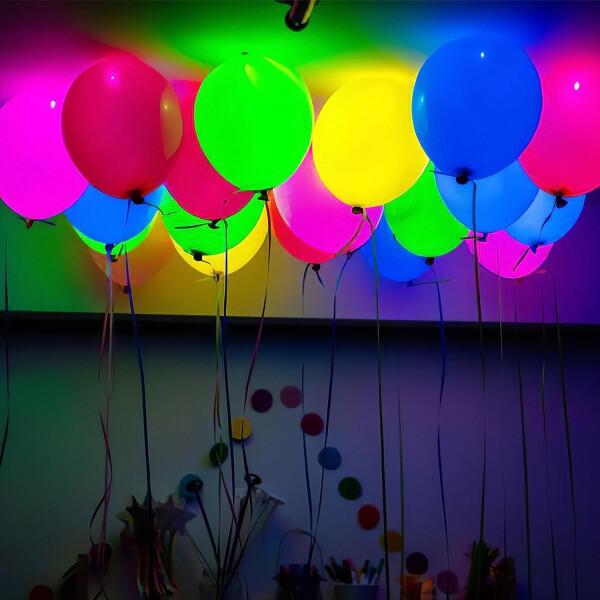 Set Globos Luces Led x5 Decoración Luminoso Fiestas Cotillon Variante Diseño Fluor