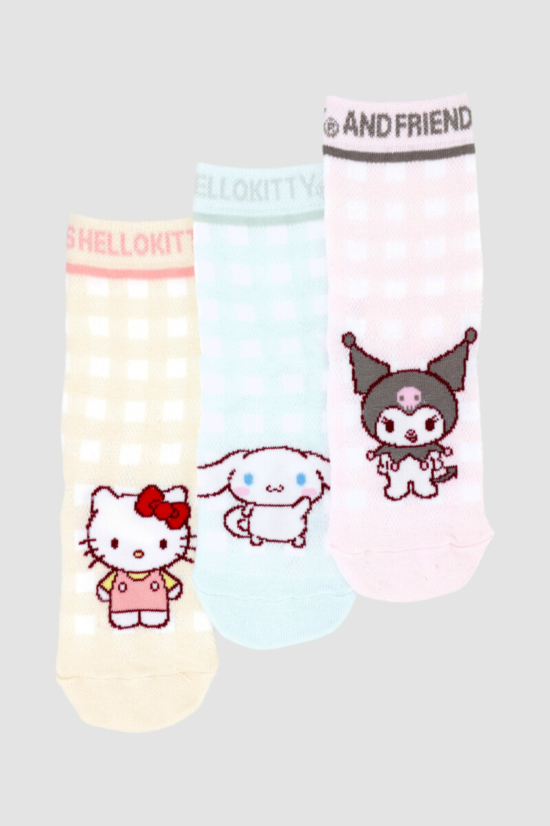 Pack x3 medias algodón infantil media caña kitty Variante 26