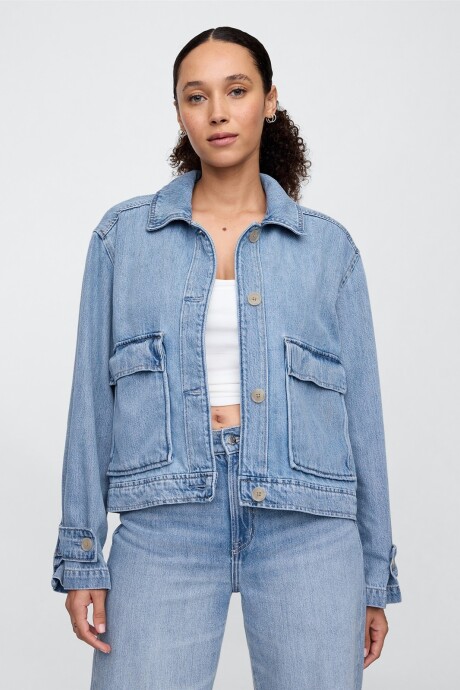 Campera De Jean Utility Mujer Light Wash