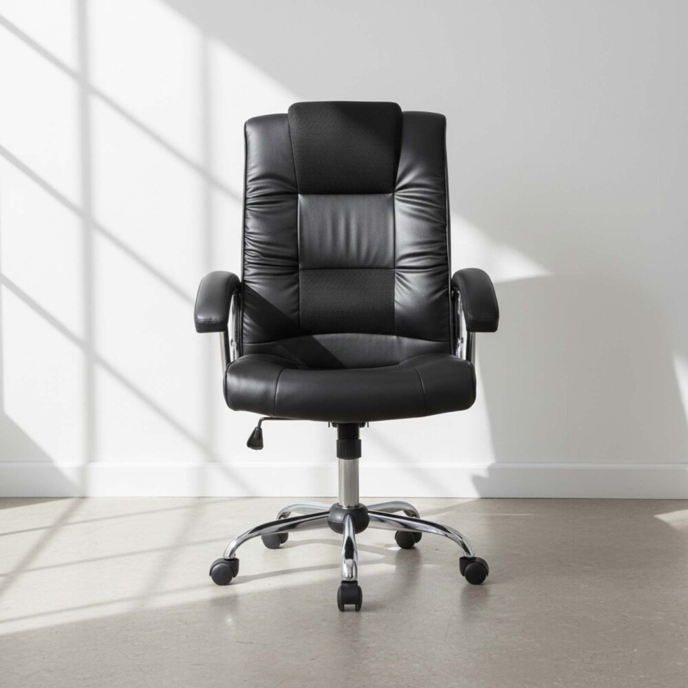 SILLA DE ESCRITORIO SIMIL-CUERO NEGRO D-428-1