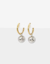 Aros Argollas Metal Argollas De Acero Con Esfera - Combinacion Bicolor