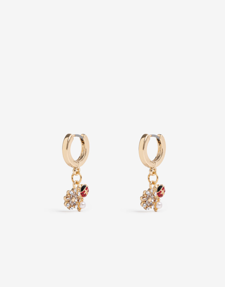 Aros Argollas Color Aros Argollas Lady Bug - Dorado