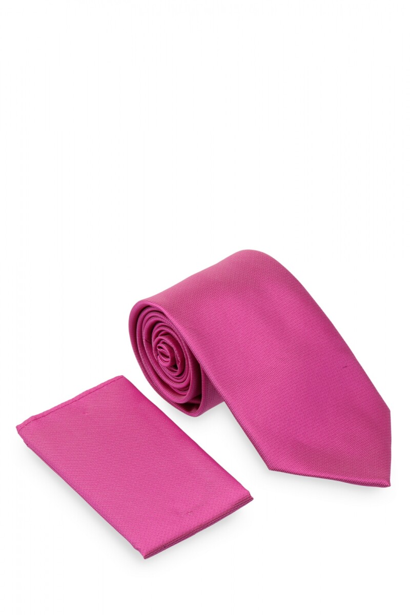 Corbata con pañuelo 8 cm FUCSIA