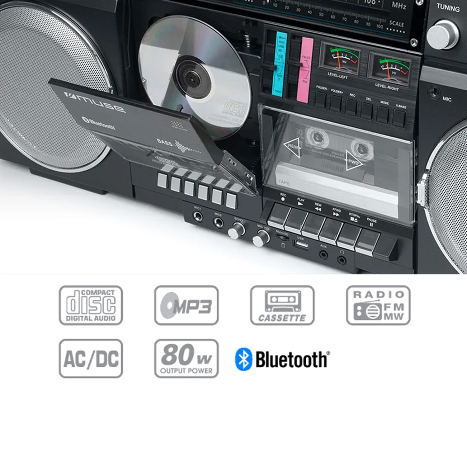 Radiograbador Muser M380gb Cassette Cd Bluetooth Fm Mp3 - RADIOGRABADOR ...