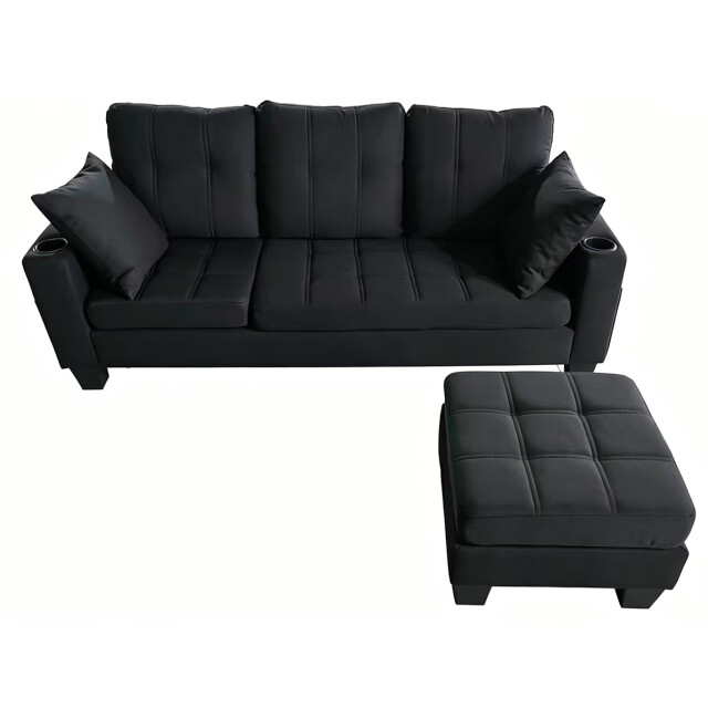 SOFÁ SILLÓN CON CHAISE negro