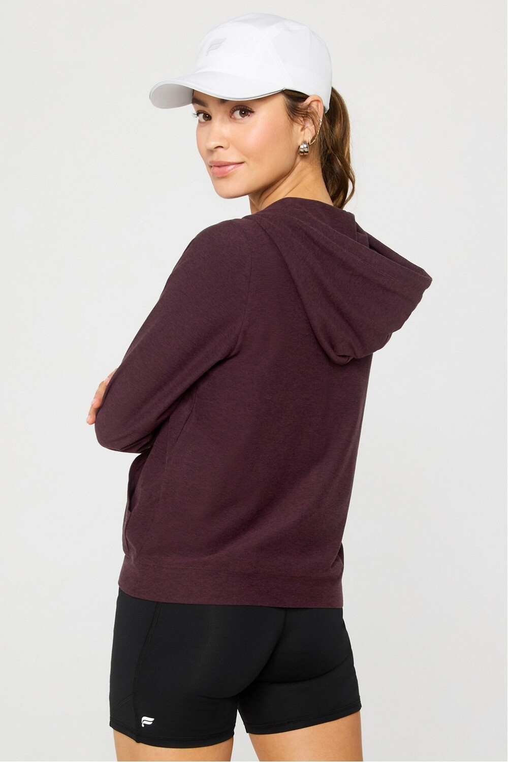 Polera Cloud Jersey Full Zip Hoodie Mujer Oxblood Heather