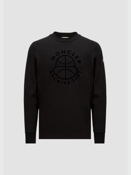 Moncler - Camiseta de Manga Larga con Logotipo de Baloncesto Negro
