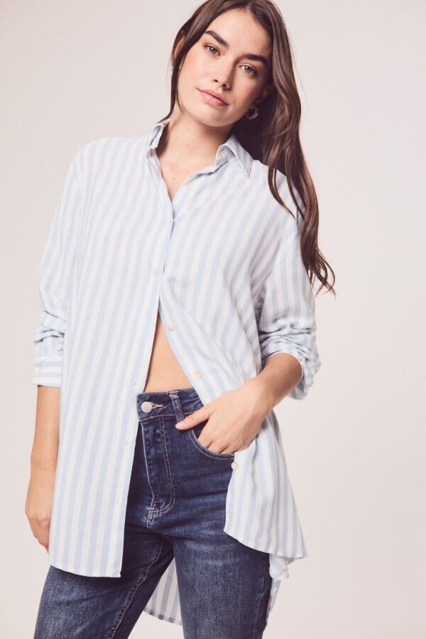 Blusa Rayas Celeste