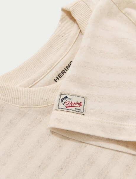 CAMISETA INFANTIL TEÑIDA EN HILO CON LINO. BLANCO