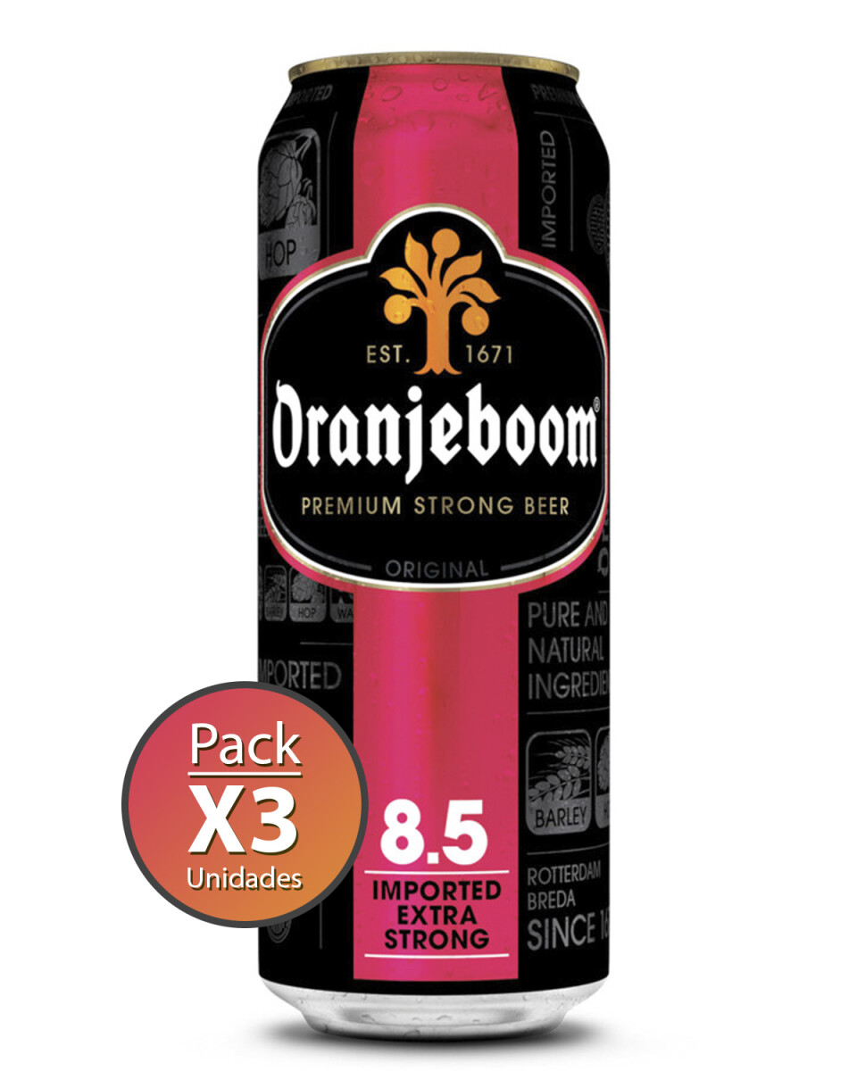Pack de 3 latas de cerveza Oranjeboom Extra Strong 8.5% de 500cc 