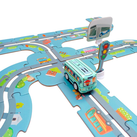 Puzzle Pista De Autos Rompecabezas 47 Pcs + Vehículo Ciudad
