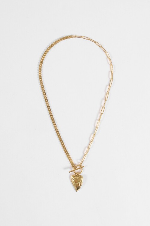 Collar cadena dije cora acero dorado